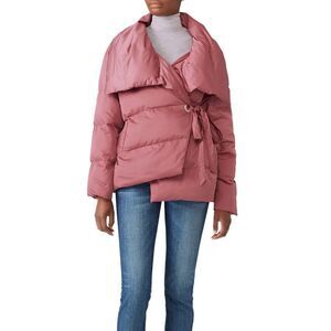 NWT Avec Les Filles Dark Pink Belted Puffer Jacket Size Small